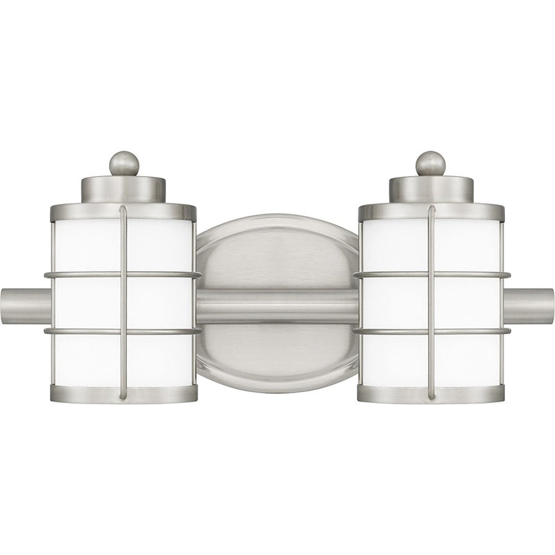 Quoizel Hazlett 2 Light Bath Light, Brushed Nickel/Opal Etched