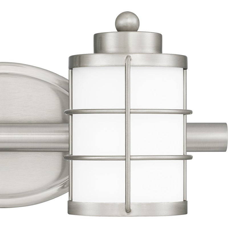 Quoizel Hazlett 2 Light Bath Light, Brushed Nickel/Opal Etched