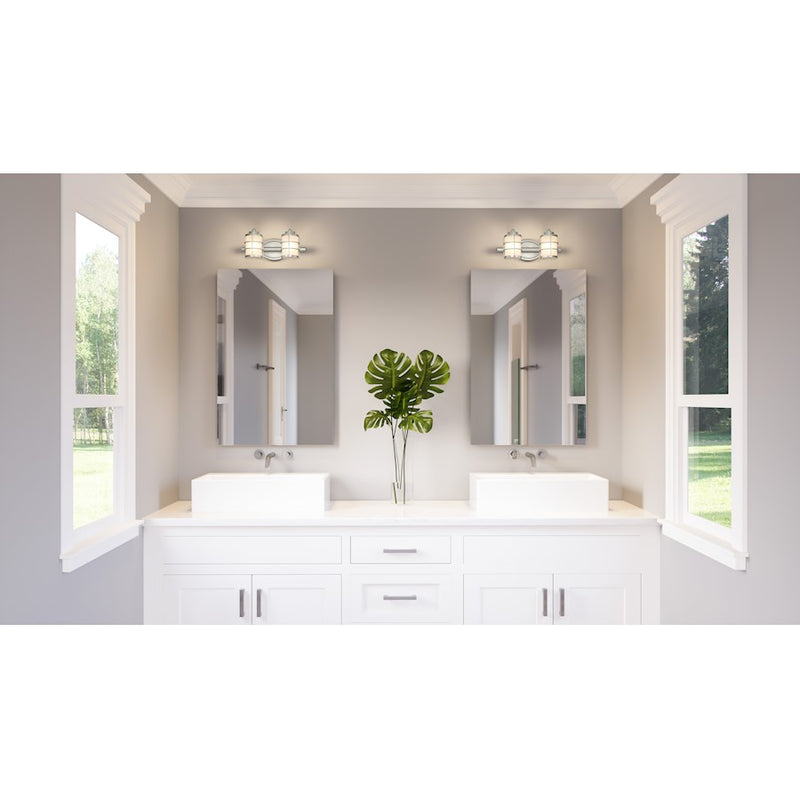 Quoizel Hazlett 2 Light Bath Light, Polished Chrome/Opal Etched