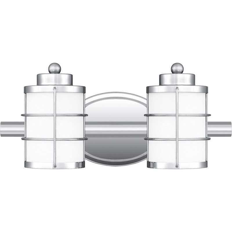 Quoizel Hazlett 2 Light Bath Light, Polished Chrome/Opal Etched