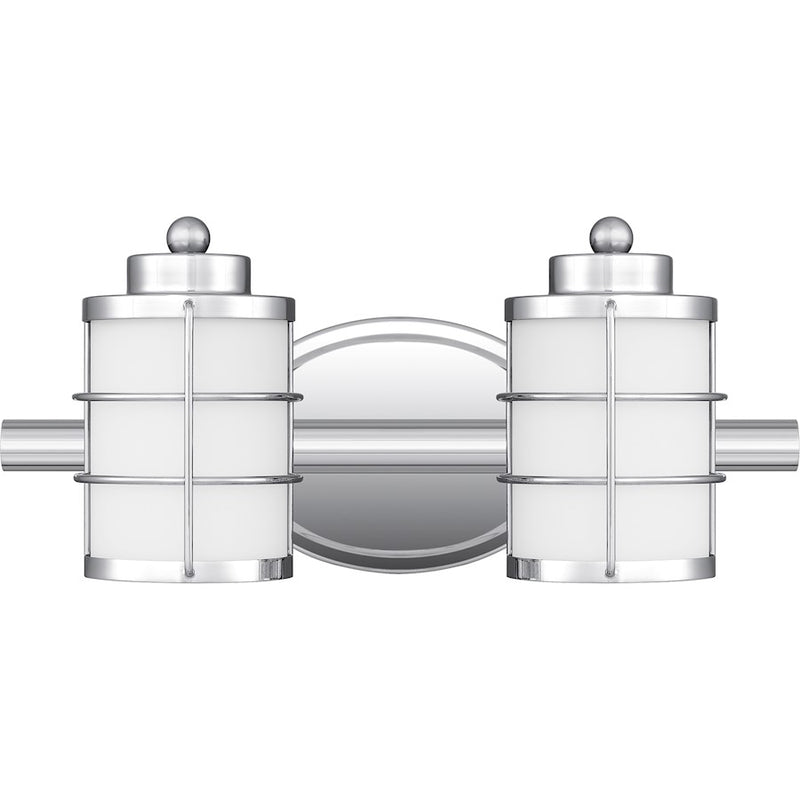 Quoizel Hazlett 2 Light Bath Light, Polished Chrome/Opal Etched