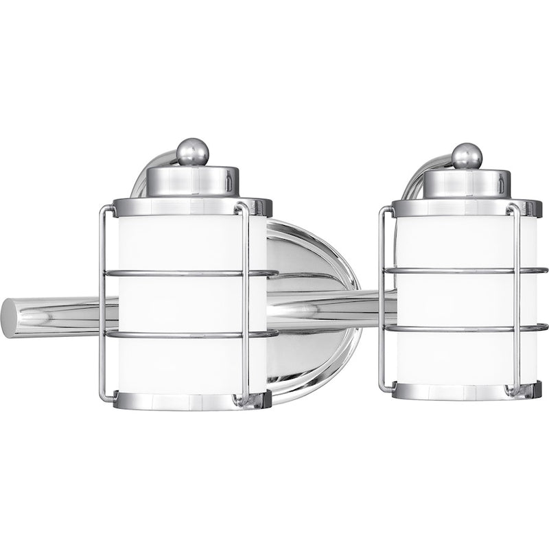 Quoizel Hazlett 2 Light Bath Light, Polished Chrome/Opal Etched