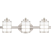 Quoizel Hazlett 23in 3-Light Vanity Light | Industrial Brushed Nickel and Opal Etched Glass | Bathroom Vanity | 23 x 7 x 6.75 in | Model HZT8623BN