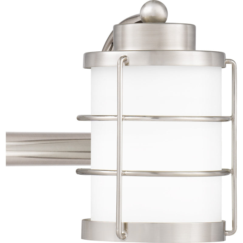 Quoizel Hazlett 23in 3-Light Vanity Light | Industrial Brushed Nickel and Opal Etched Glass | Bathroom Vanity | 23 x 7 x 6.75 in | Model HZT8623BN