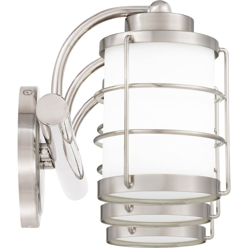 Quoizel Hazlett 23in 3-Light Vanity Light | Industrial Brushed Nickel and Opal Etched Glass | Bathroom Vanity | 23 x 7 x 6.75 in | Model HZT8623BN