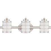 Quoizel Hazlett 23in 3-Light Vanity Light | Industrial Brushed Nickel and Opal Etched Glass | Bathroom Vanity | 23 x 7 x 6.75 in | Model HZT8623BN