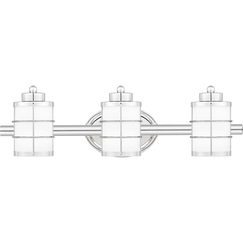Quoizel Hazlett 3 Light Bath Light, Polished Chrome/Opal Etched