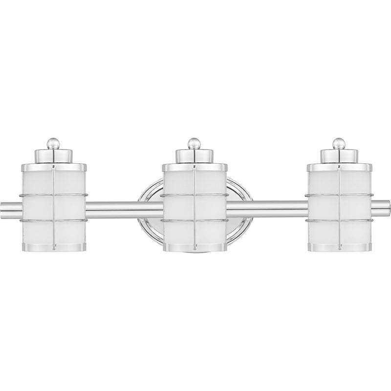 Quoizel Hazlett 3 Light Bath Light, Polished Chrome/Opal Etched