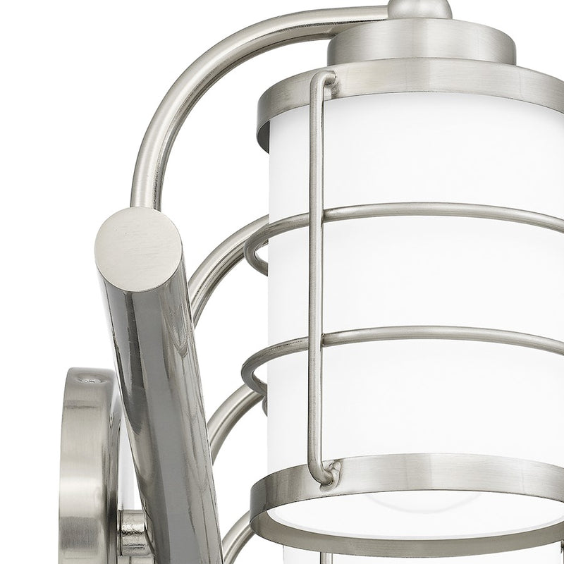 Quoizel Hazlett 31in 4-Light Vanity Light | Industrial Brushed Nickel and Opal Etched Glass | Bathroom Vanity | 31 x 7 x 6.75 in | Model HZT8631BN
