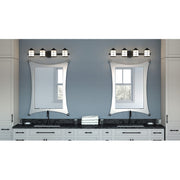 Quoizel Hazlett 4 Light Bath Light, Matte Black/Opal Etched