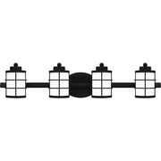 Quoizel Hazlett 4 Light Bath Light, Matte Black/Opal Etched