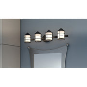 Quoizel Hazlett 4 Light Bath Light, Matte Black/Opal Etched