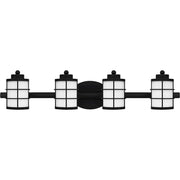 Quoizel Hazlett 4 Light Bath Light, Matte Black/Opal Etched