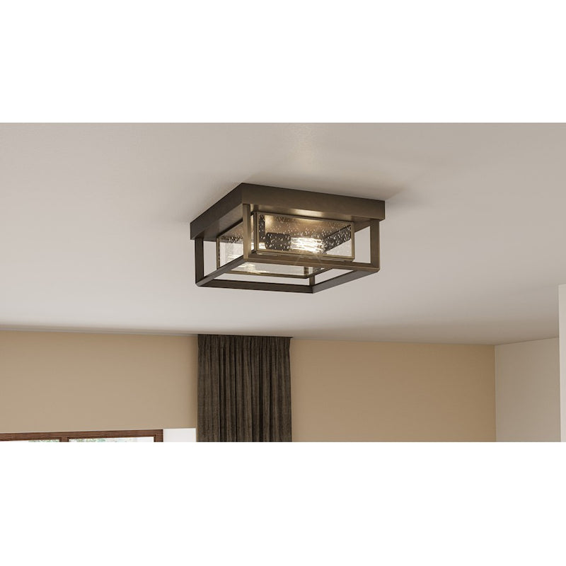 Quoizel Infinger 2 Light Semi-Flush Mount, Statuary Bronze/Seeded