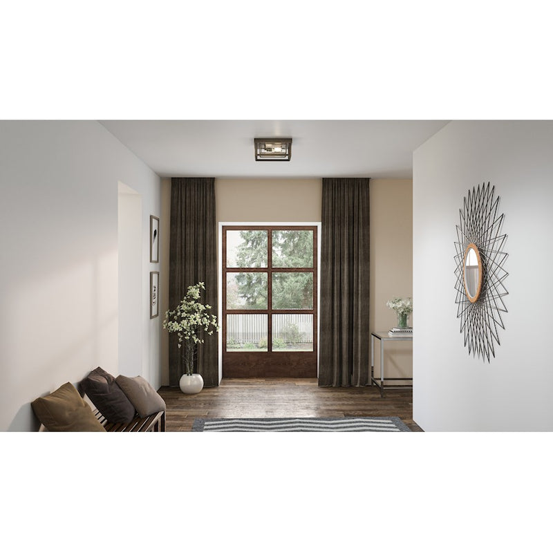 Quoizel Infinger 2 Light Semi-Flush Mount, Statuary Bronze/Seeded