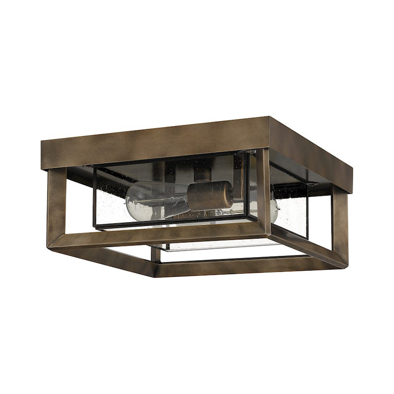 Quoizel Infinger 2 Light Semi-Flush Mount, Statuary Bronze/Seeded