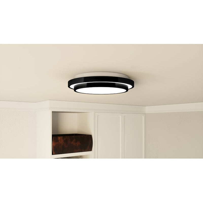 Quoizel Irving 14" Semi-Flush Mount, Matte Black/White