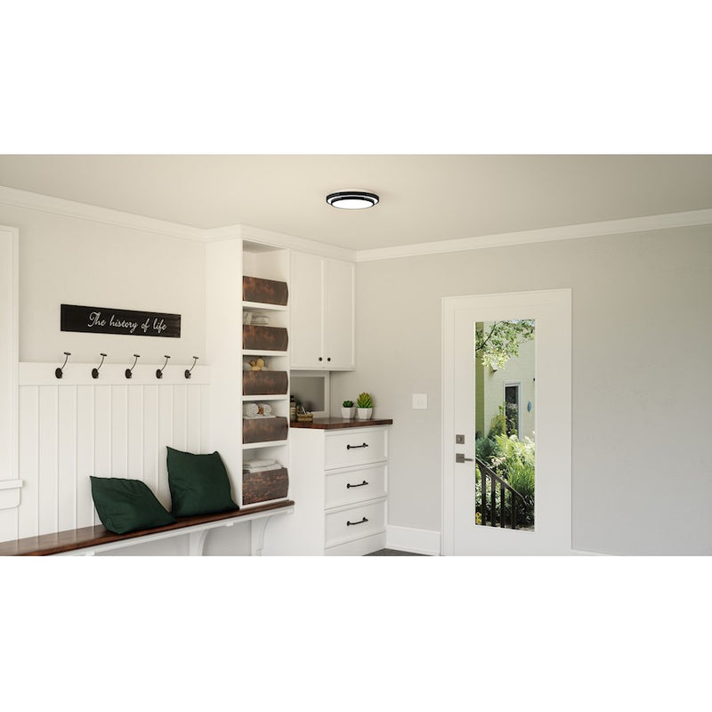 Quoizel Irving 14" Semi-Flush Mount, Matte Black/White