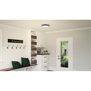Quoizel Irving 16" Semi-Flush Mount, Matte Black/White
