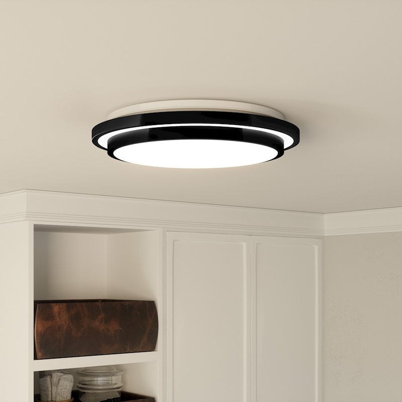 Quoizel Irving 16" Semi-Flush Mount, Matte Black/White