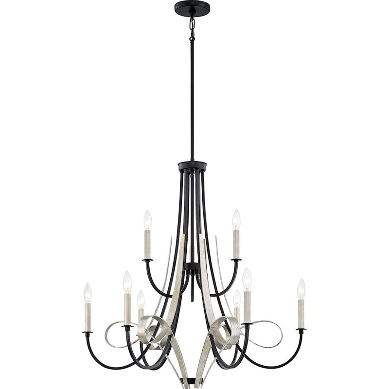 Quoizel Jada 9 Light Chandelier, Matte Black