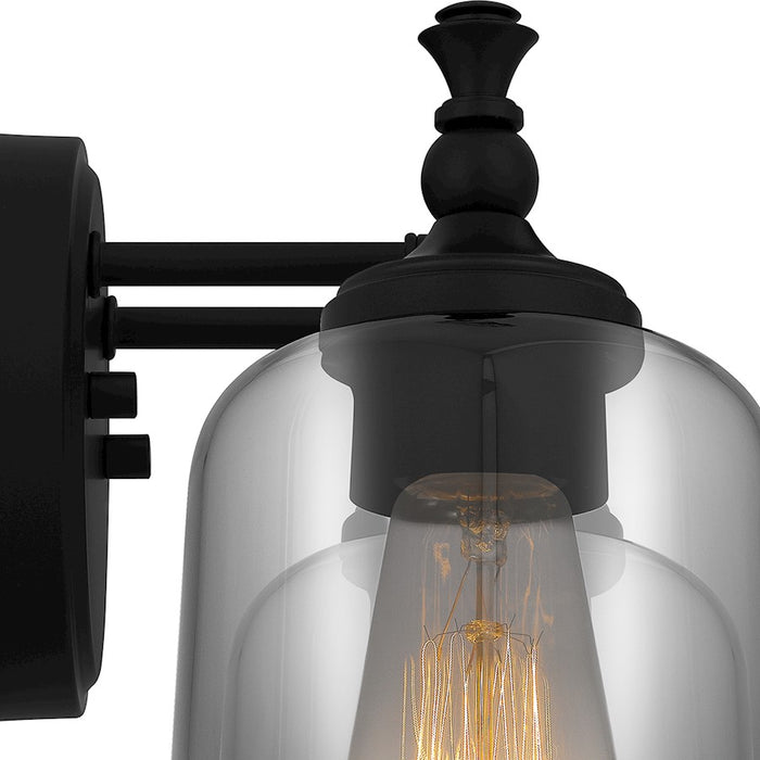 Quoizel Jenson 2 Light Bath Light, Matte Black/Smoke