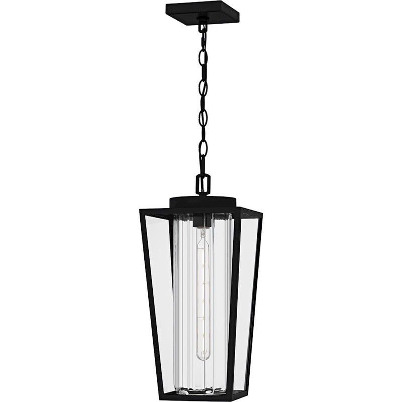 Quoizel Jett 1Lt 19" Outdoor Lantern, Black/Clear/Ribbed/Clear - JET1909MBK