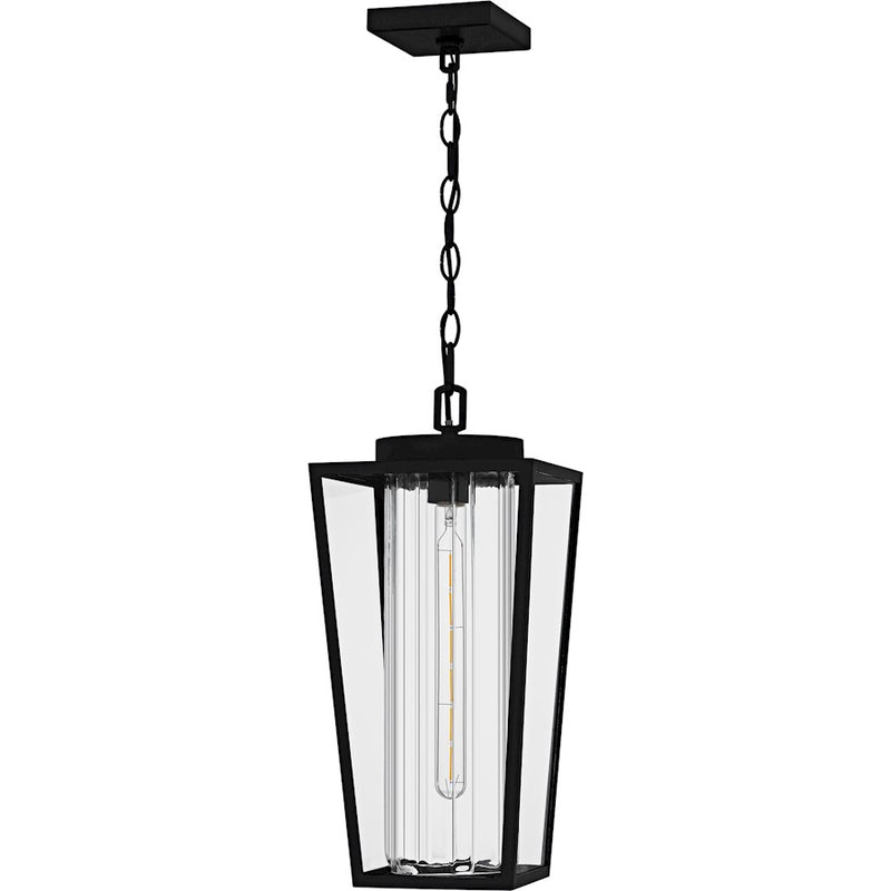 Quoizel Jett 1Lt 19" Outdoor Lantern, Black/Clear/Ribbed/Clear