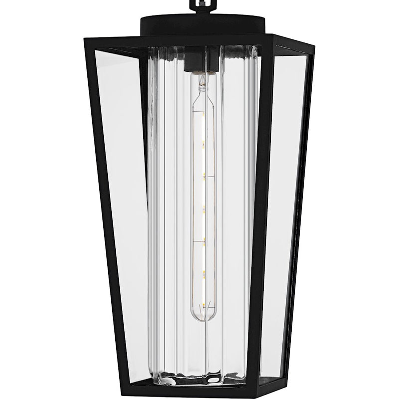 Quoizel Jett 1Lt 19" Outdoor Lantern, Black/Clear/Ribbed/Clear