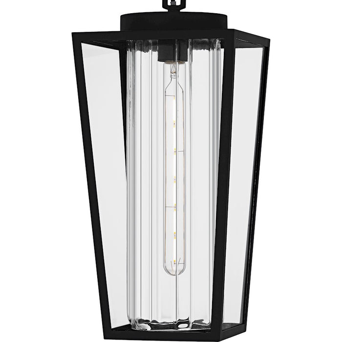 Quoizel Jett 1Lt 19" Outdoor Lantern, Black/Clear/Ribbed/Clear