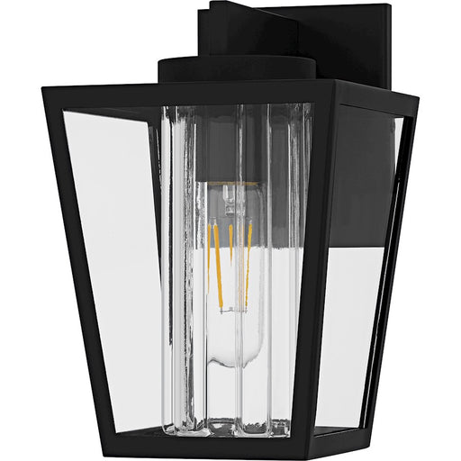 Quoizel Jett 1Lt 10" Outdoor Lantern, Black/Clear/Ribbed/Clear