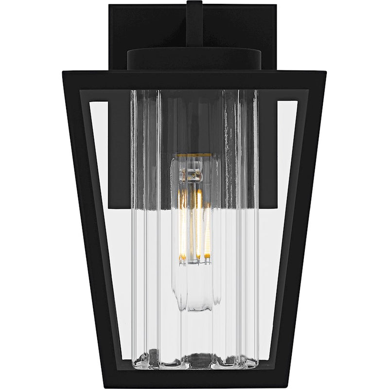 Quoizel Jett 1Lt 10" Outdoor Lantern, Black/Clear/Ribbed/Clear
