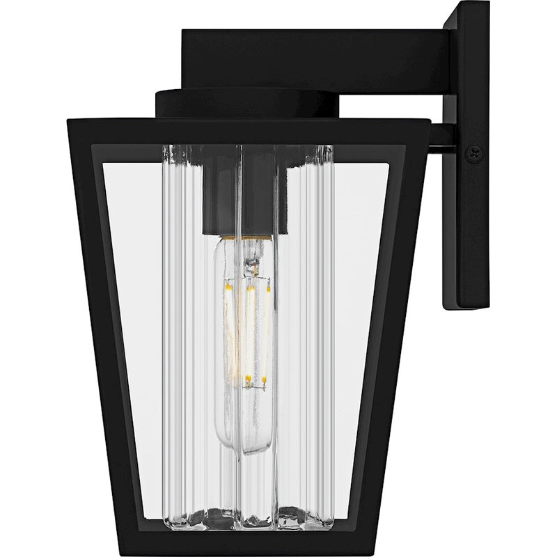 Quoizel Jett 1Lt 10" Outdoor Lantern, Black/Clear/Ribbed/Clear