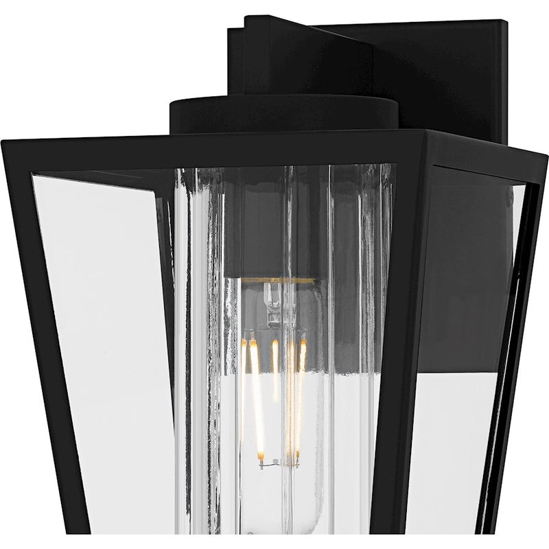 Quoizel Jett 1Lt 10" Outdoor Lantern, Black/Clear/Ribbed/Clear