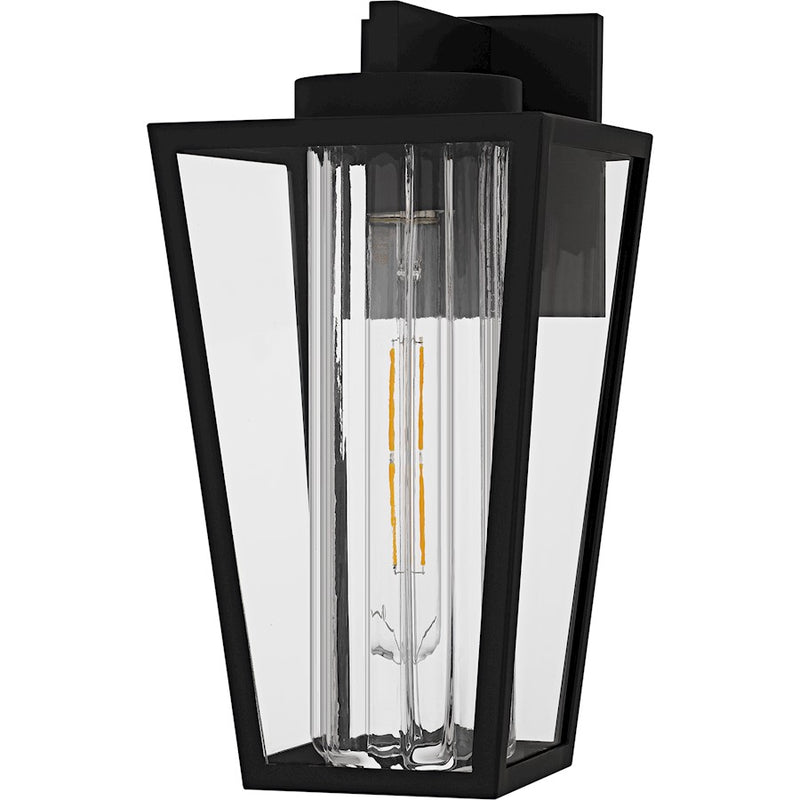Quoizel Jett 1Lt 14" Outdoor Lantern, Black/Clear/Ribbed/Clear