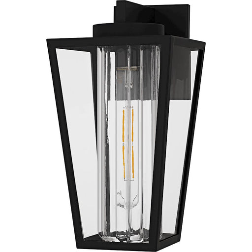 Quoizel Jett 1Lt 14" Outdoor Lantern, Black/Clear/Ribbed/Clear