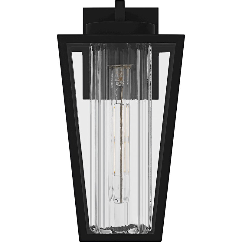 Quoizel Jett 1Lt 14" Outdoor Lantern, Black/Clear/Ribbed/Clear
