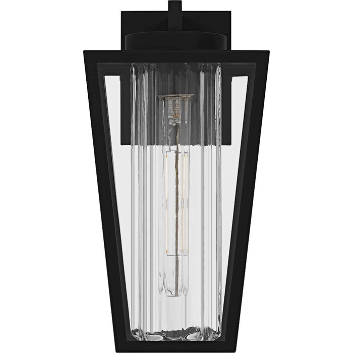 Quoizel Jett 1Lt 14" Outdoor Lantern, Black/Clear/Ribbed/Clear