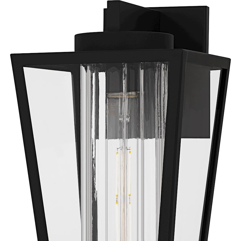 Quoizel Jett 1Lt 14" Outdoor Lantern, Black/Clear/Ribbed/Clear