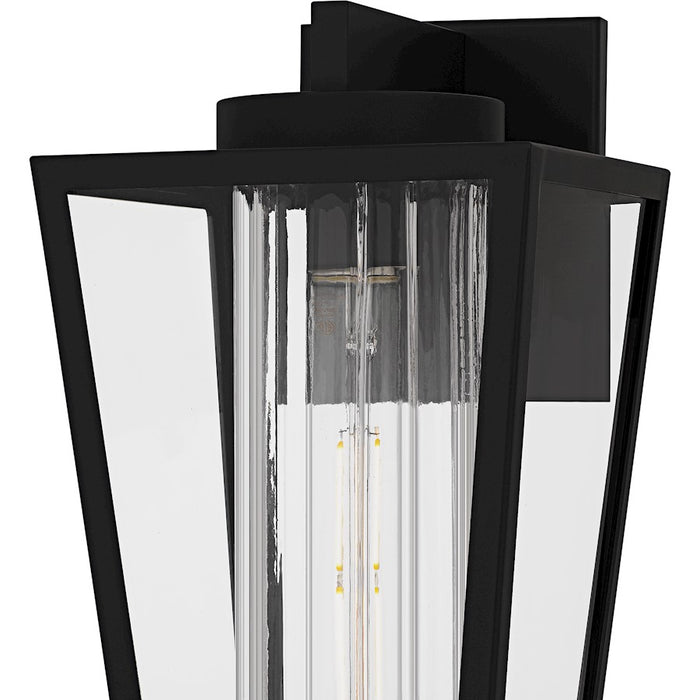 Quoizel Jett 1Lt 14" Outdoor Lantern, Black/Clear/Ribbed/Clear