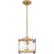 Quoizel Jolie 9in 1-Light Mini Pendant | Transitional Light Gold and Clear Textured Glass | Kitchen Island & Dining Nook | Model JOL1509LG