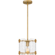 Quoizel Jolie 9in 1-Light Mini Pendant | Transitional Light Gold and Clear Textured Glass | Kitchen Island & Dining Nook | Model JOL1509LG