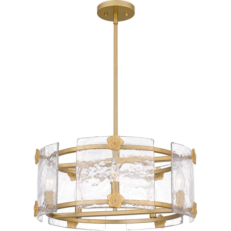 Quoizel Jolie 6 Light Pendant, Light Gold/Clear Textured