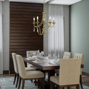 Quoizel Joules 25in 5-Light Chandelier | Traditional Aged Brass Steel with Crystal Drops | Dining Room & Foyer | 25 x 25 x 24.25 in | Model JOU5025AB