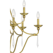Quoizel Joules 32in 9-Light Chandelier | Traditional Aged Brass Steel with Crystal Drops | Dining Room & Foyer | 32 x 32 x 31 in | Model JOU5032AB