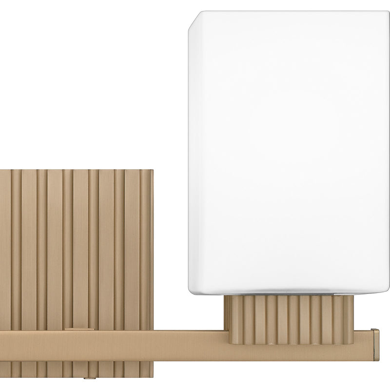 Quoizel Joyner 16in 2-Light Bath Light | Bronze Gold Steel and Opal Etched Glass | Bathroom Vanity | 16 x 6.5 x 7.25 in | Model JOY8616BGD