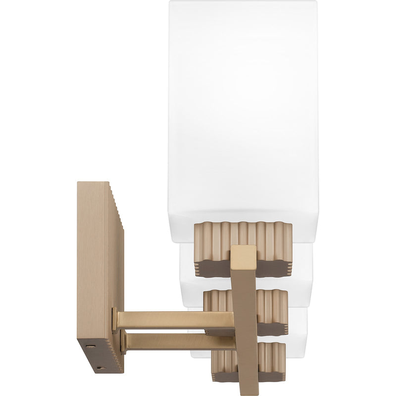 Quoizel Joyner 23in 3-Light Bath Light | Bronze Gold Steel and Opal Etched Glass | Bathroom Vanity | 23 x 6.5 x 7.25 in | Model JOY8623BGD