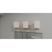 Quoizel Joyner 23in 3-Light Bath Light | Bronze Gold Steel and Opal Etched Glass | Bathroom Vanity | 23 x 6.5 x 7.25 in | Model JOY8623BGD