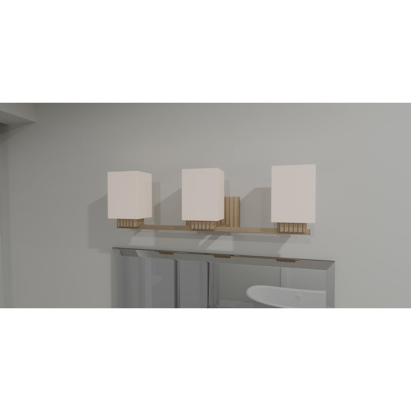 Quoizel Joyner 23in 3-Light Bath Light | Bronze Gold Steel and Opal Etched Glass | Bathroom Vanity | 23 x 6.5 x 7.25 in | Model JOY8623BGD