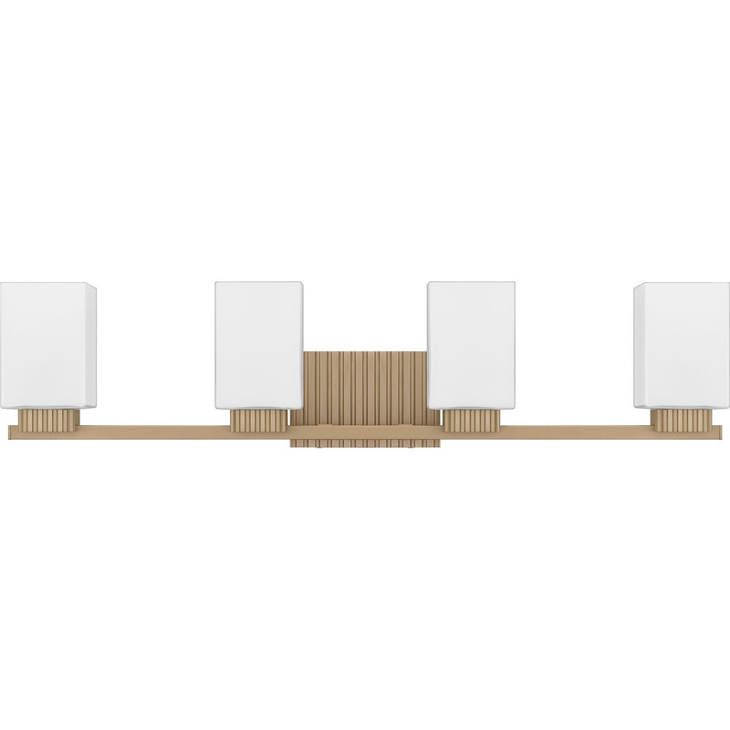 Quoizel Joyner 32in 4-Light Bath Light | Bronze Gold Steel and Opal Etched Glass | Bathroom Vanity | 32 x 6.5 x 7.25 in | Model JOY8632BGD